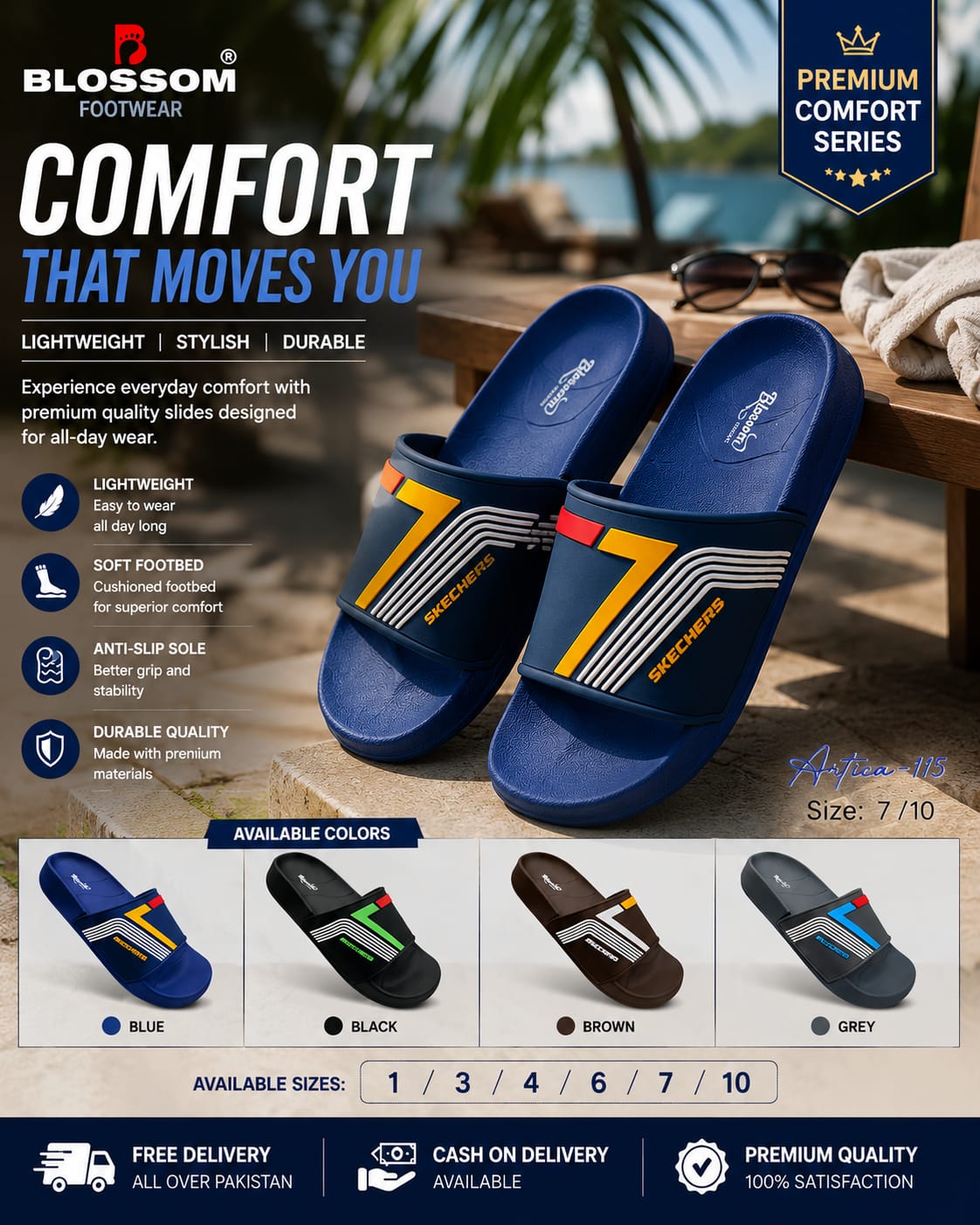 Men's Blossom Article 115 Slides β Premium EVA Soft Sole Casual Footwear