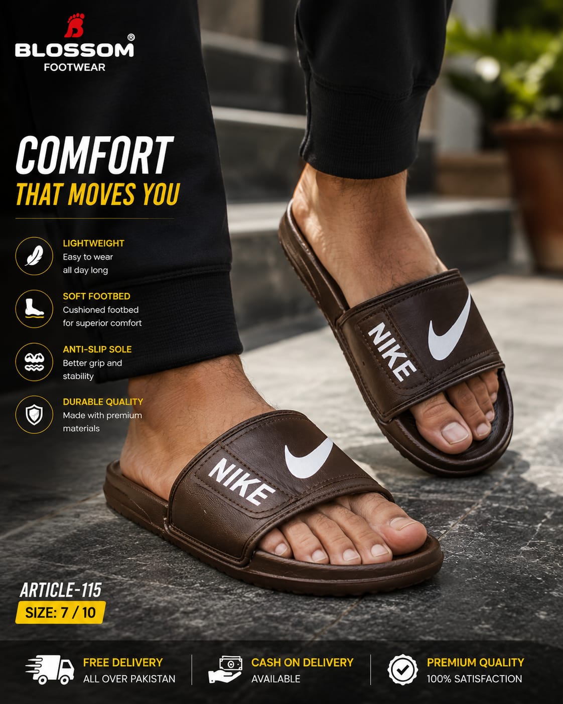 Premium Nike Brown Slides β Durable, Stylish & Comfortable Men's Footwear