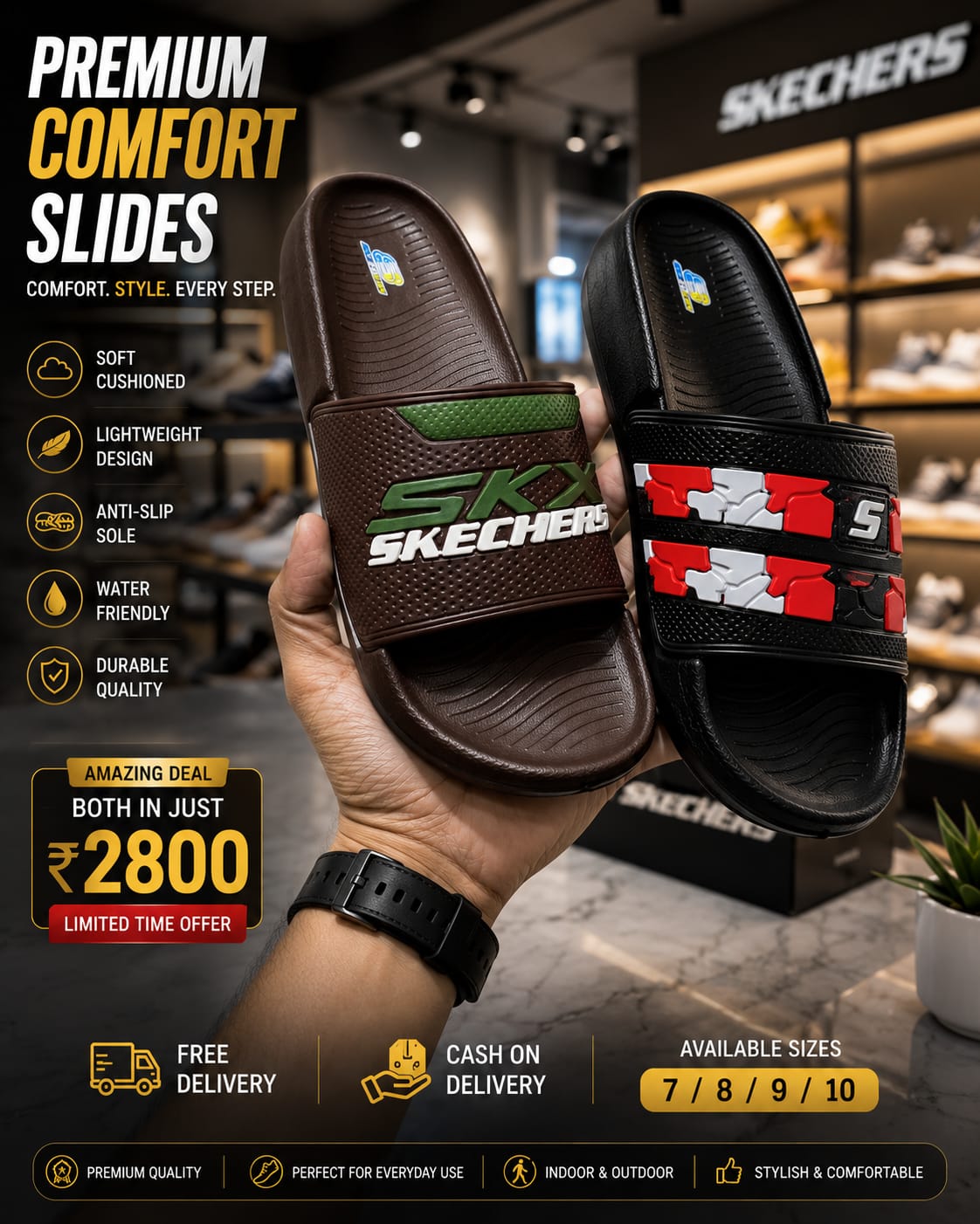 Men's Premium Comfort Slides Combo β Buy 2 Pairs for Just Rs. 2,800 | Free Delivery