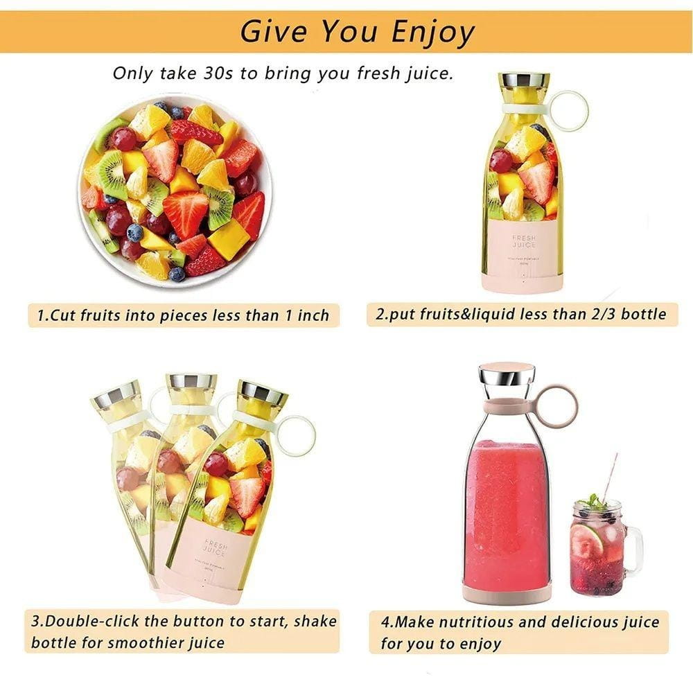 Portable Electric USB Juicer Bottle| 420 ML Rechargeable Mixers & Blender